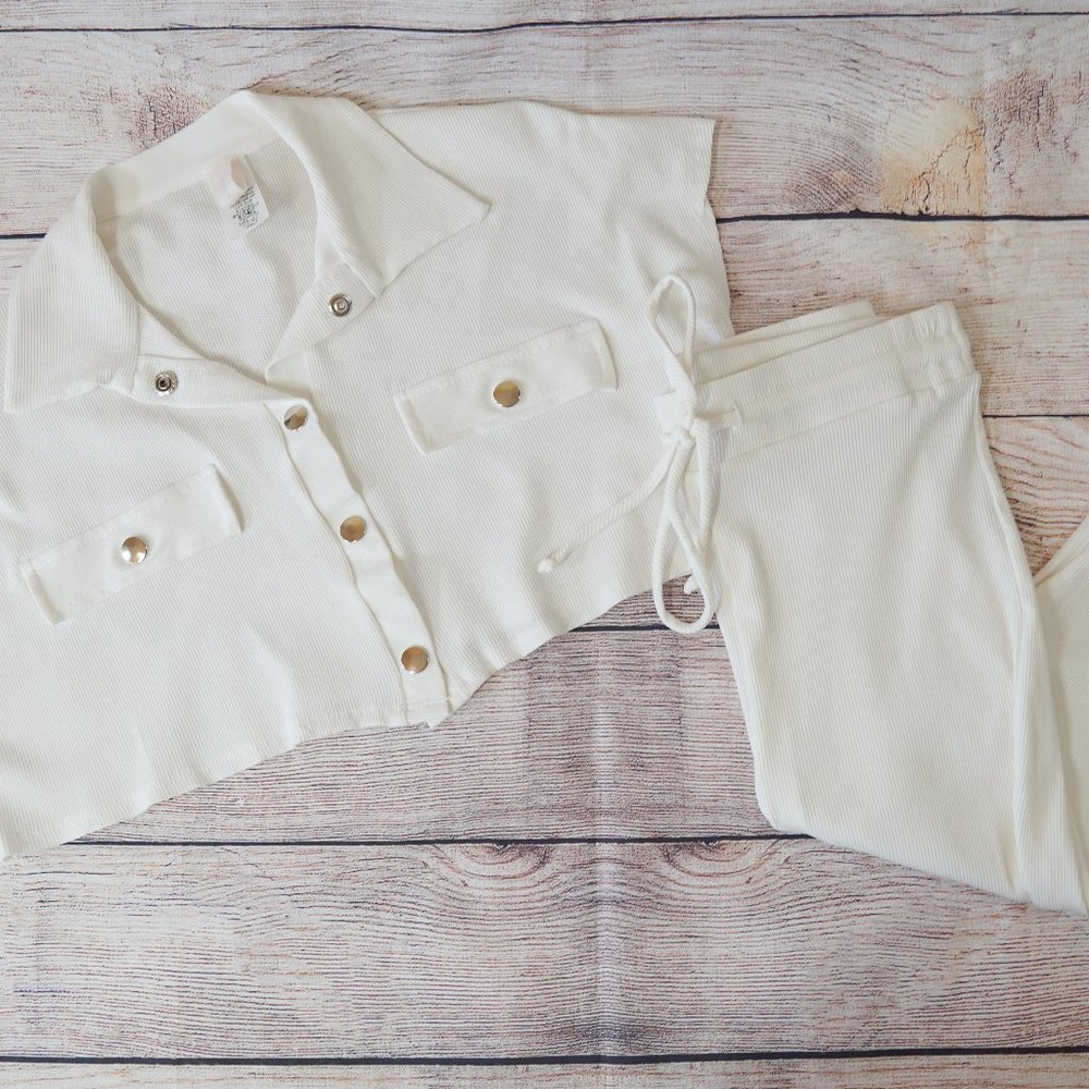 Ribbed Crop Top  and Bermuda Shorts Set